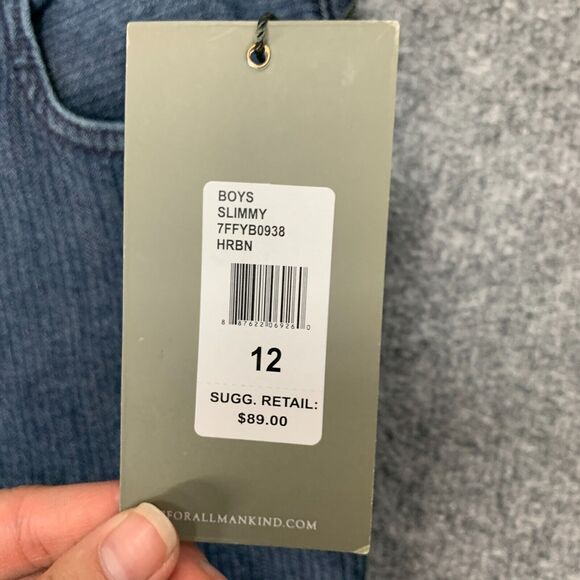 7 For All Mankind Slimmy Jeans Youth Boys 12 Slim Straight Leg Striped Stretch - Picture 4 of 14